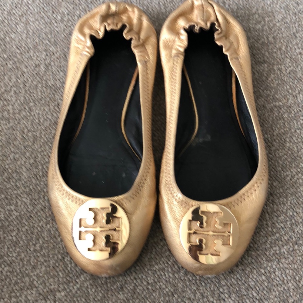 Tory Burch gold flats
